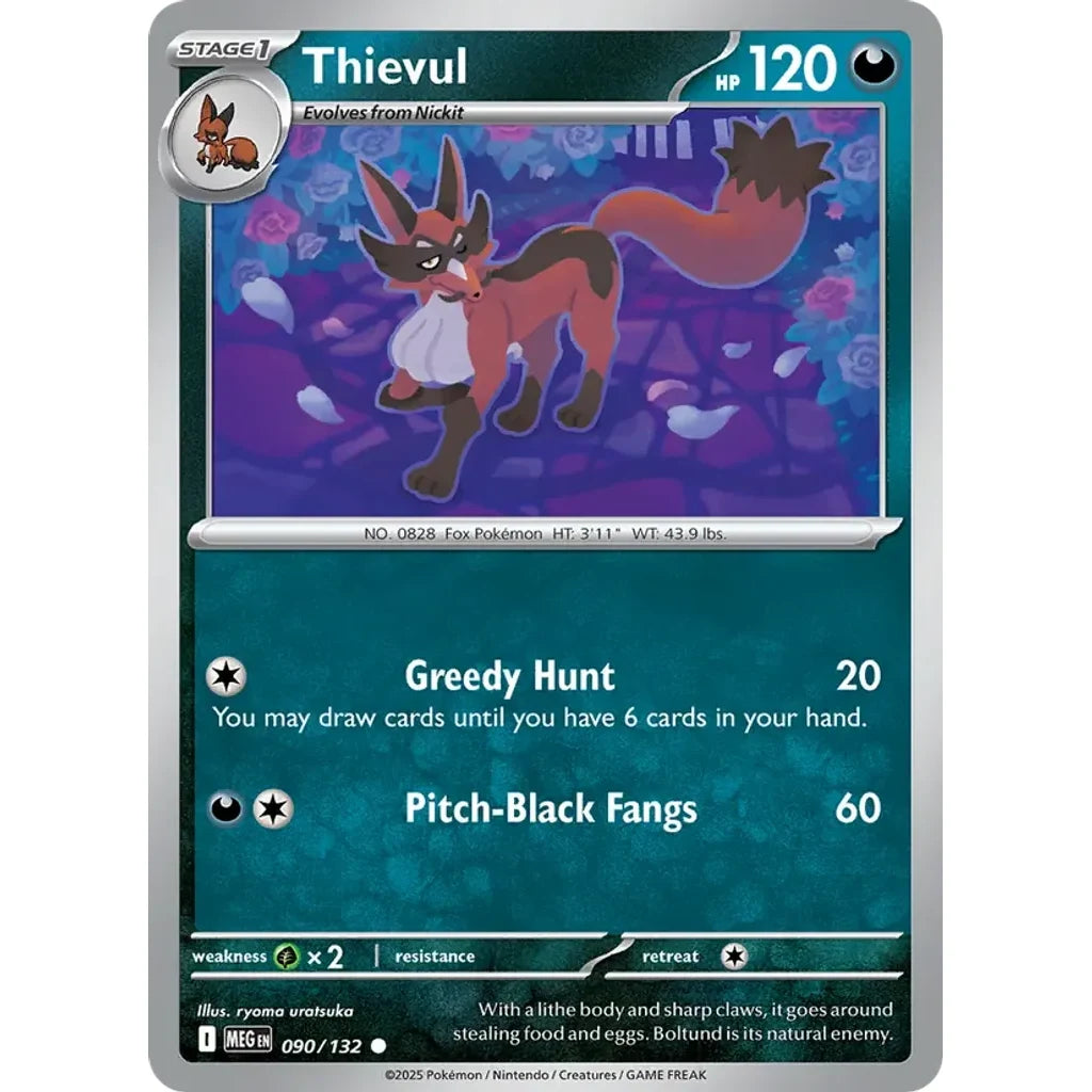 Thievul 090/132 Common Mega Evolution Pokemon Near Mint (NM) przód