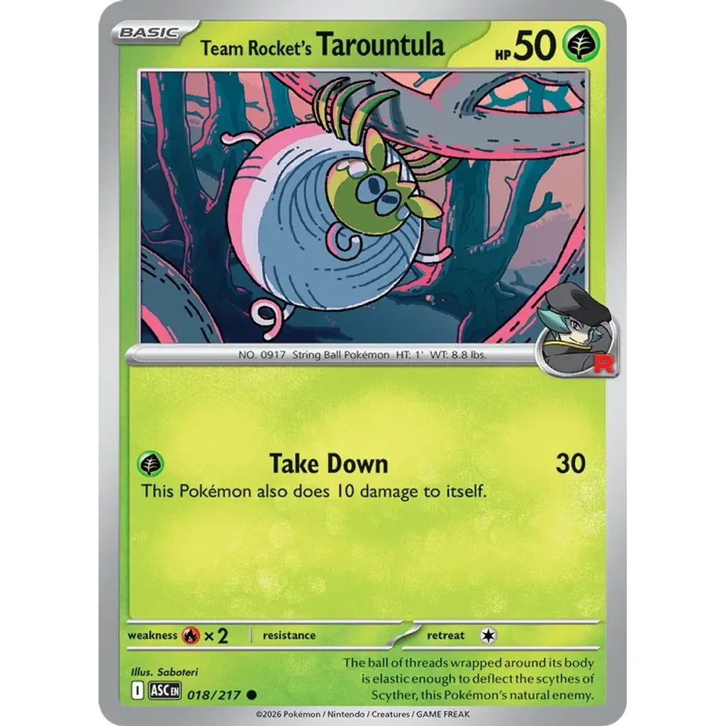 Team Rocket's Tarountula 018/217 Common ME: Ascended Heroes Pokemon Lightly Played (LP) przód