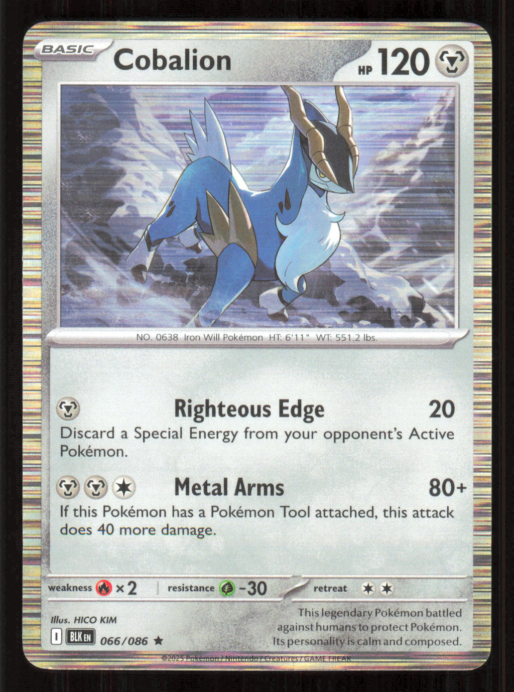 Cobalion Rare SV: Black Bolt 066/086 Near Mint (NM) — przód
