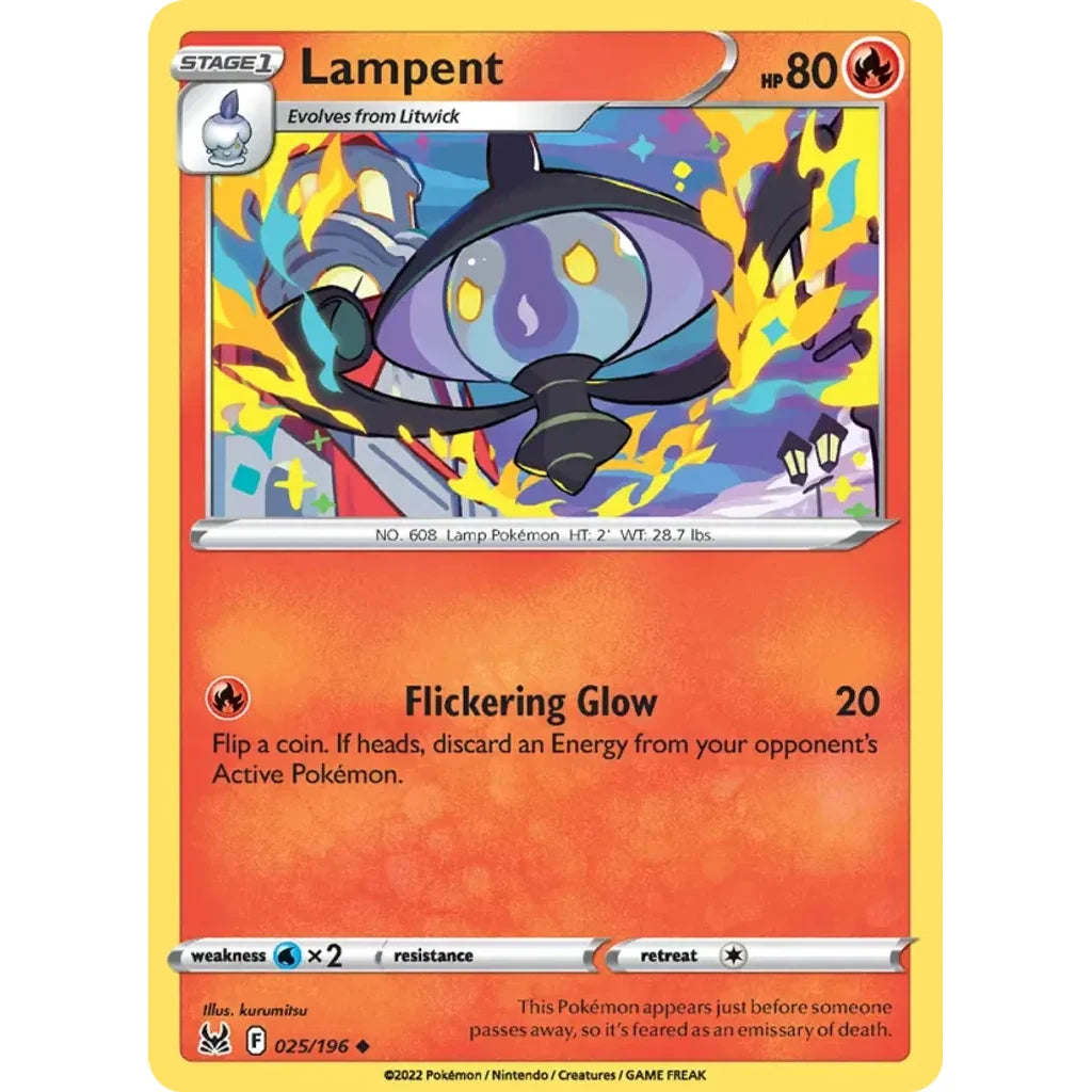 Lampent 025/196 Uncommon Lost Origin Pokemon Near Mint (NM) przód