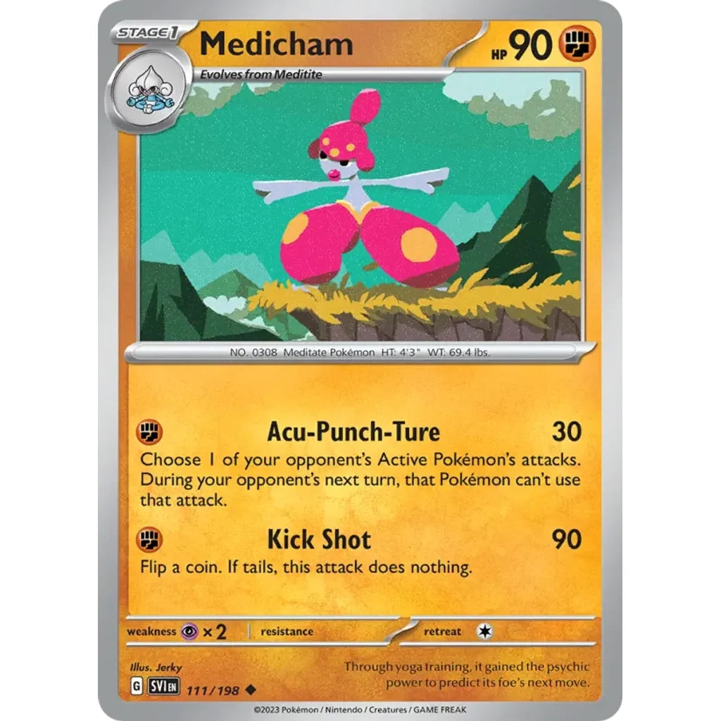 Medicham 111/198 Uncommon Scarlet &amp; Violet Pokemon Lightly Played (LP) przód
