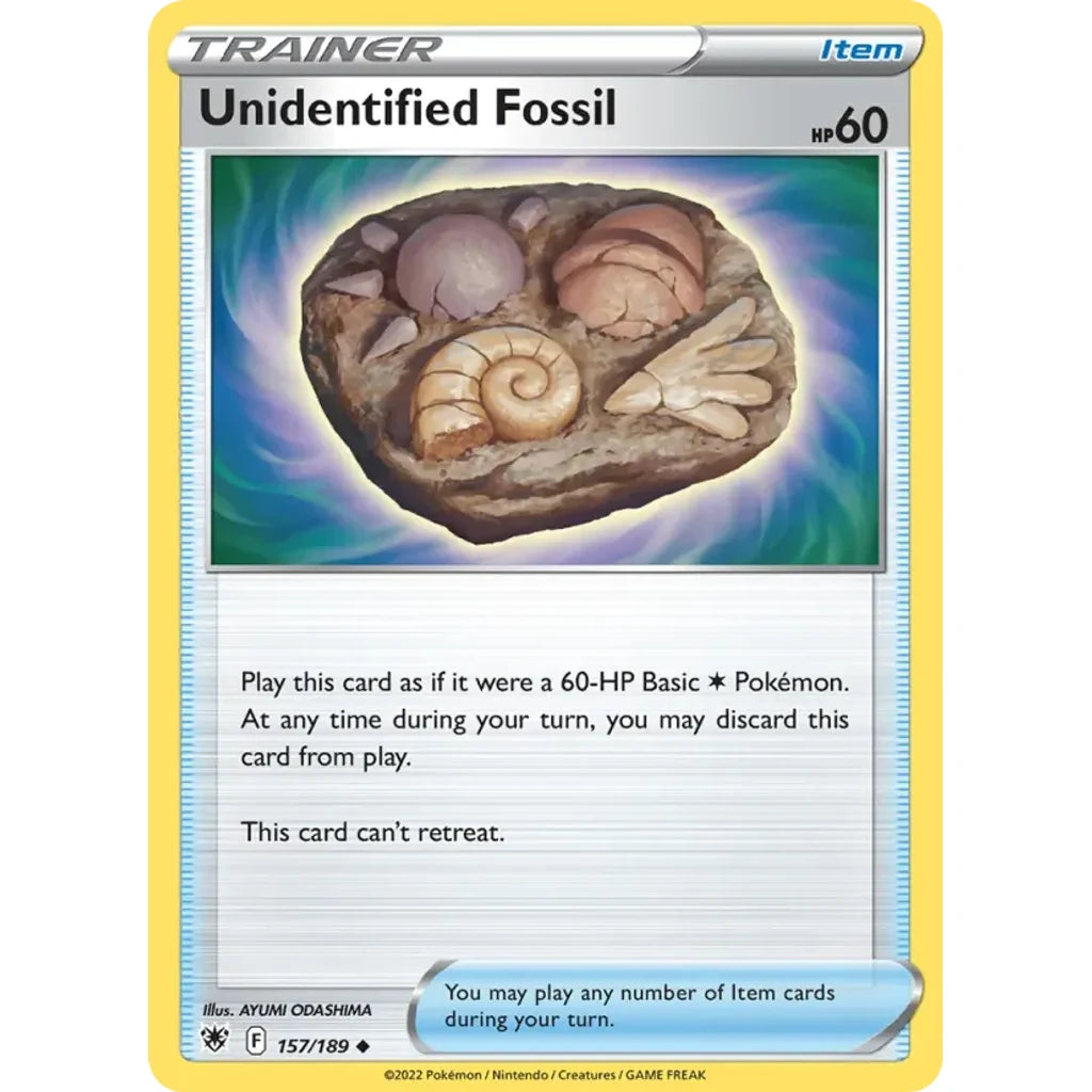 Unidentified Fossil 157/189 Uncommon Astral Radiance Pokemon Lightly Played (LP) przód