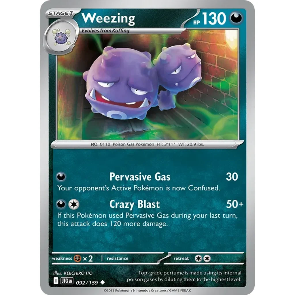 Weezing 092/159 Uncommon Journey Together Pokemon Near Mint (NM) przód