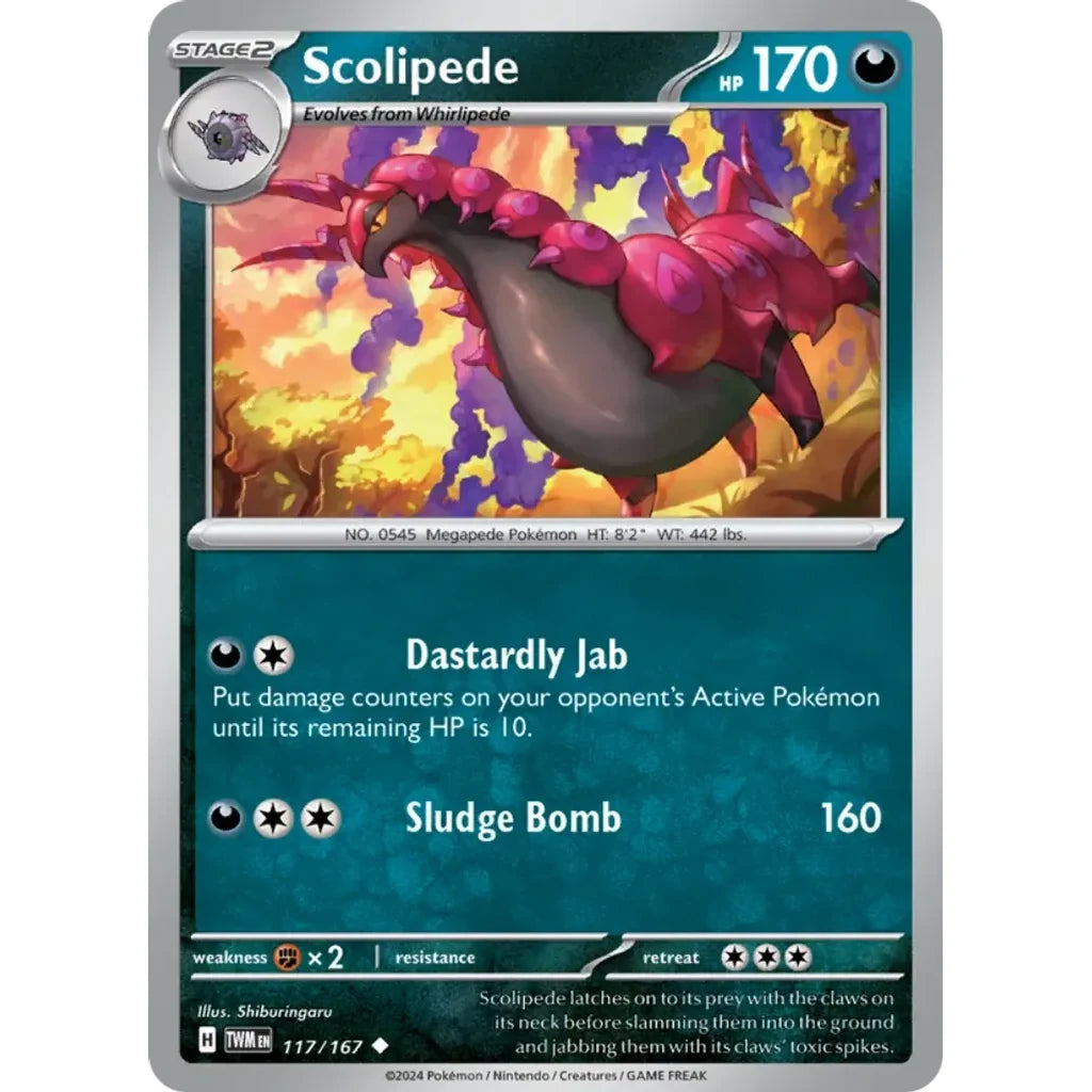 Scolipede 117/167 Uncommon Twilight Masquerade Pokemon Near Mint (NM) przód