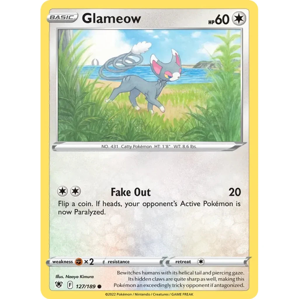 Glameow 127/189 Common Astral Radiance Pokemon Near Mint (NM) przód