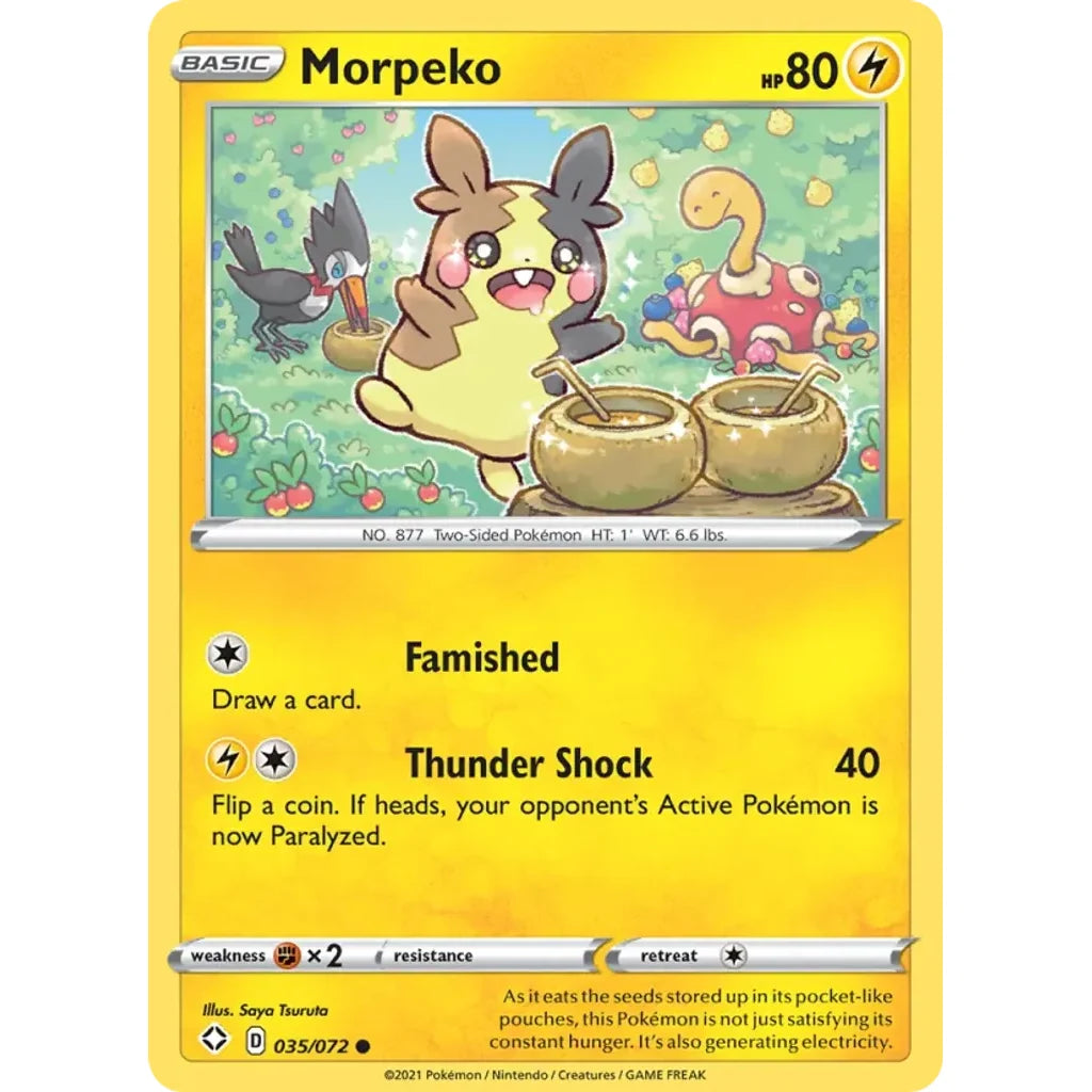 Morpeko 035/072 Common Shining Fates Pokemon Lightly Played (LP) przód