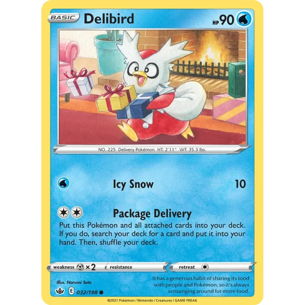 Delibird 032/198 Common Chilling Reign Pokemon Near Mint (NM) przód