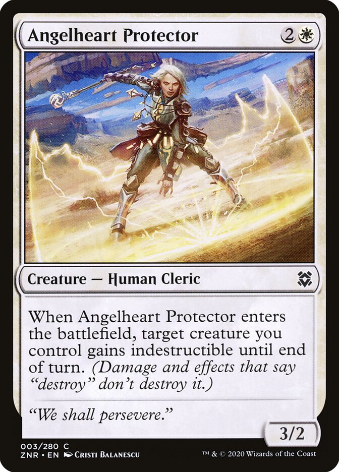 Angelheart Protector 3 Common Zendikar Rising Magic: The Gathering Near Mint (NM) przód