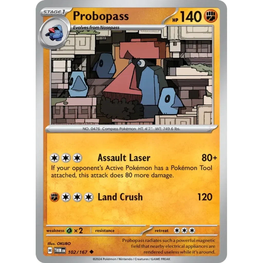 Probopass 102/167 Uncommon Twilight Masquerade Pokemon Lightly Played (LP) przód