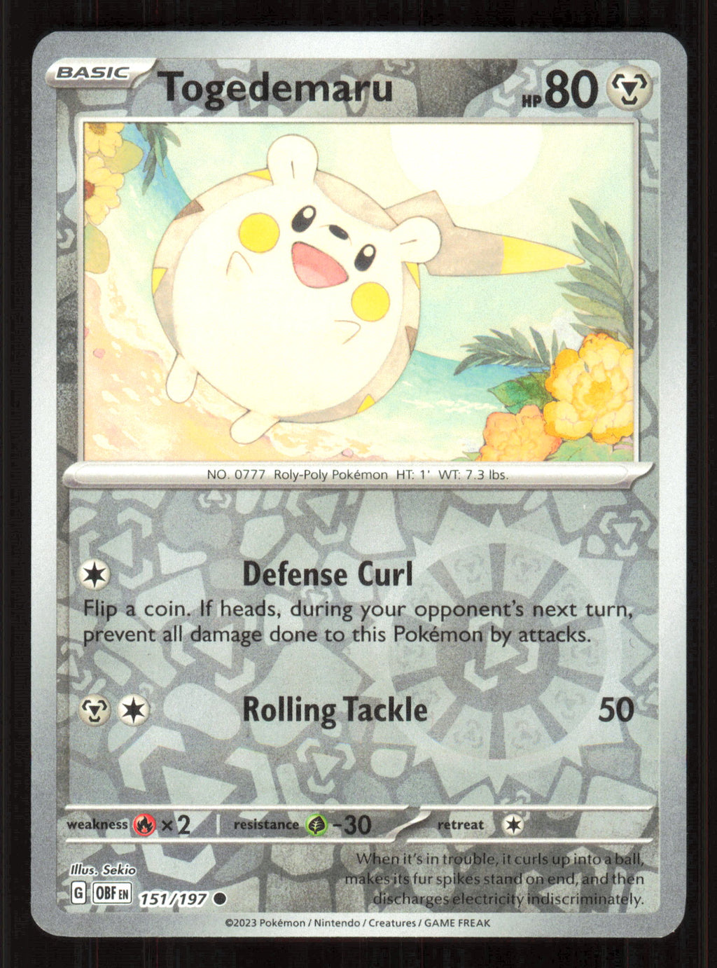 Togedemaru Common SV03: Obsidian Flames 151/197 Near Mint (NM) przód