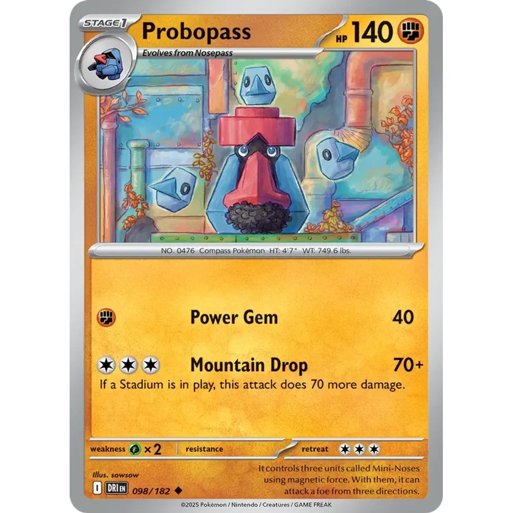 Probopass 098/182 Uncommon Destined Rivals Pokemon Reverse Holo Near Mint (NM) przód