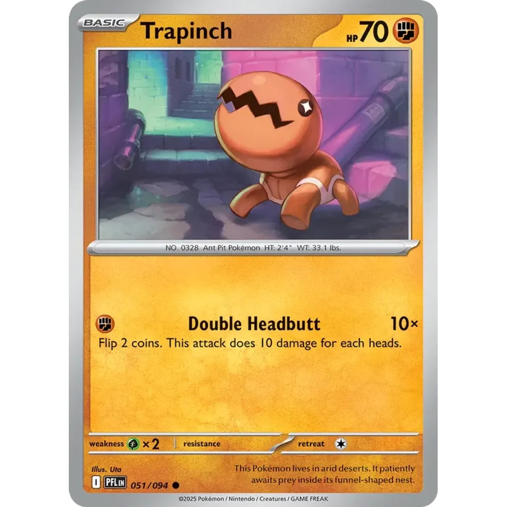 Trapinch 051/094 Common Phantasmal Flames Pokemon Reverse Holo Near Mint (NM) przód