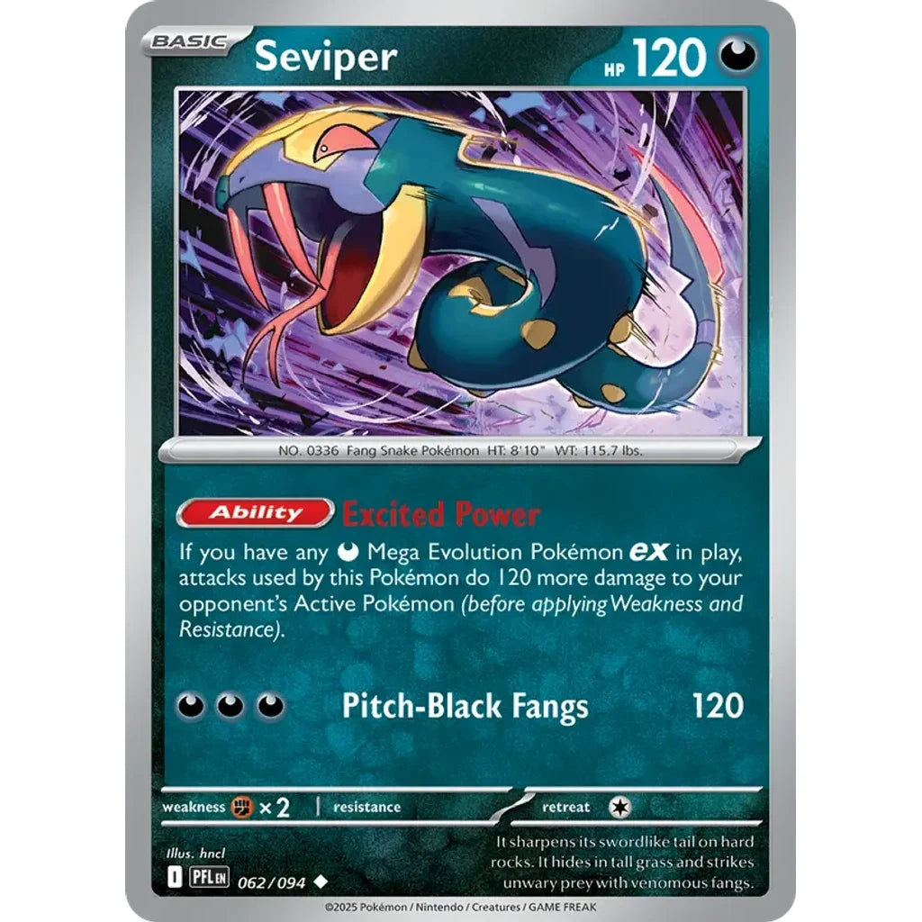 Seviper 062/094 Uncommon Phantasmal Flames Pokemon Near Mint (NM) przód