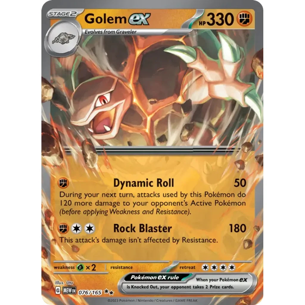 Golem ex 076/165 Double Rare 151 Pokemon Holo Near Mint (NM) przód
