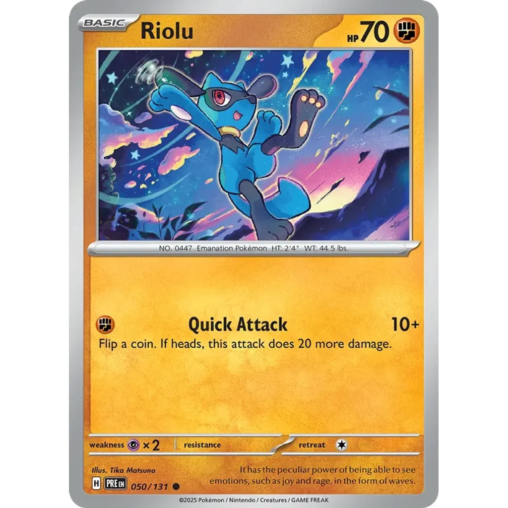 Riolu 050/131 Common Prismatic Evolutions Pokemon Lightly Played (LP) przód
