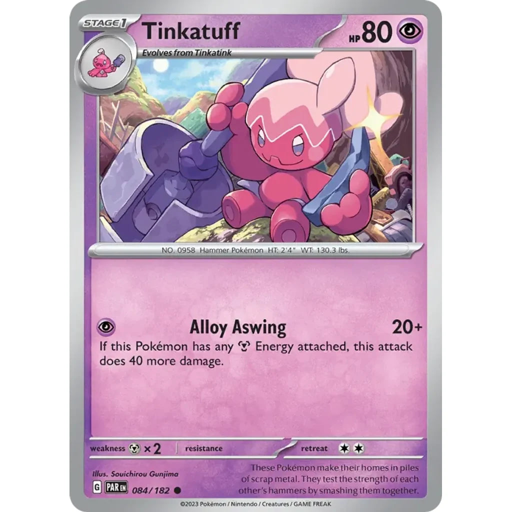 Tinkatuff 084/182 Common Paradox Rift Pokemon Near Mint (NM) przód