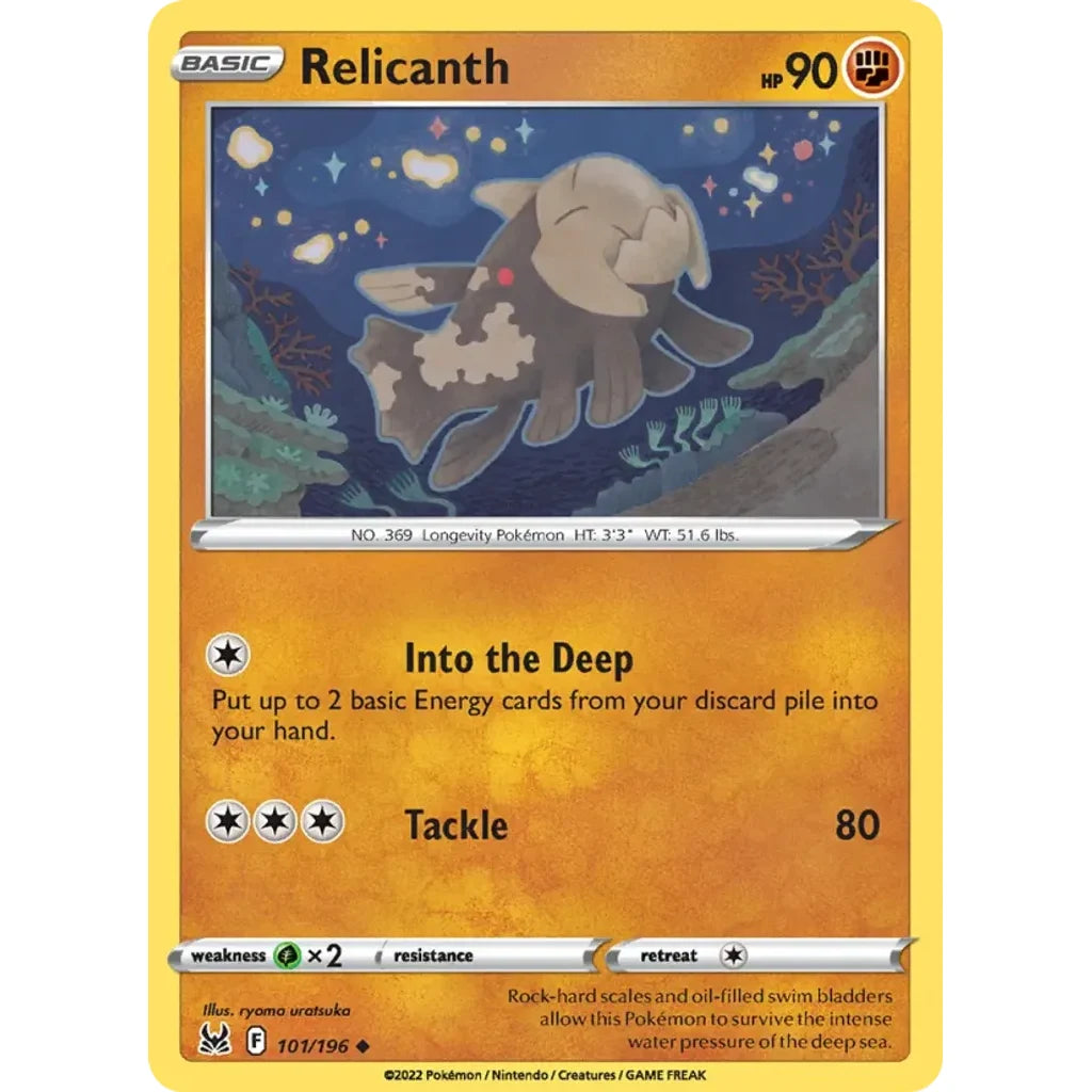 Relicanth 101/196 Uncommon Lost Origin Pokemon Lightly Played (LP) przód