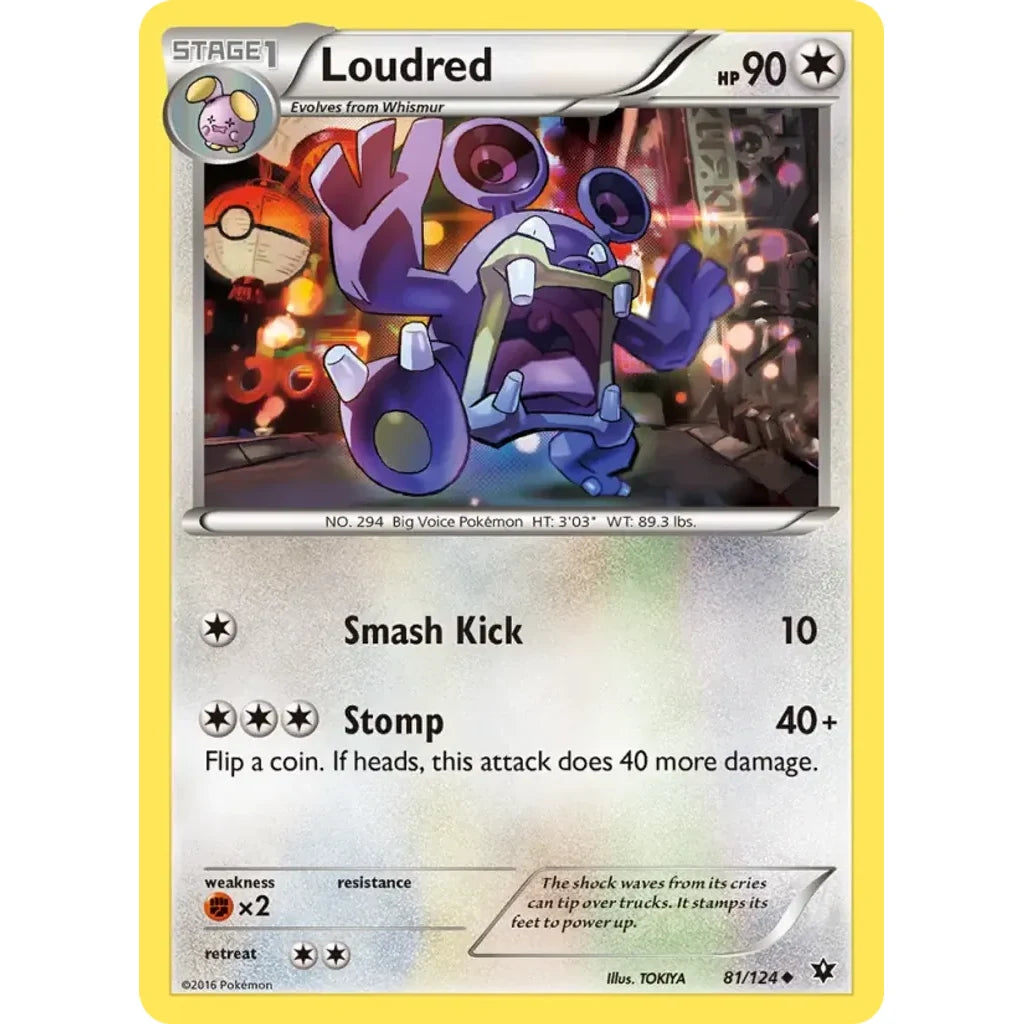 Loudred 81/124 Uncommon Fates Collide Pokemon Lightly Played (LP) przód