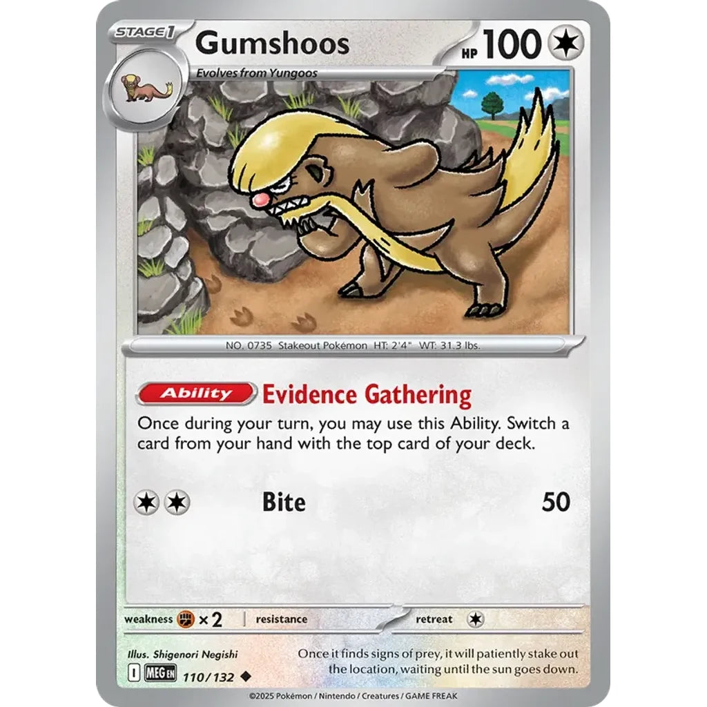 Gumshoos 110/132 Uncommon Mega Evolution Pokemon Reverse Holo Near Mint (NM) przód
