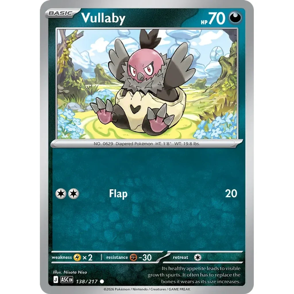Vullaby 138/217 Common ME: Ascended Heroes Pokemon Near Mint (NM) przód