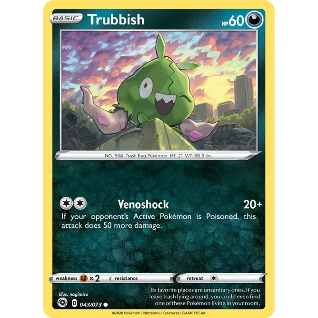 Trubbish 043/073 Common Champion's Path Pokemon Near Mint (NM) przód