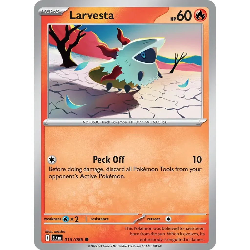 Larvesta 015/086 Common SV: Black Bolt Pokemon Near Mint (NM) przód
