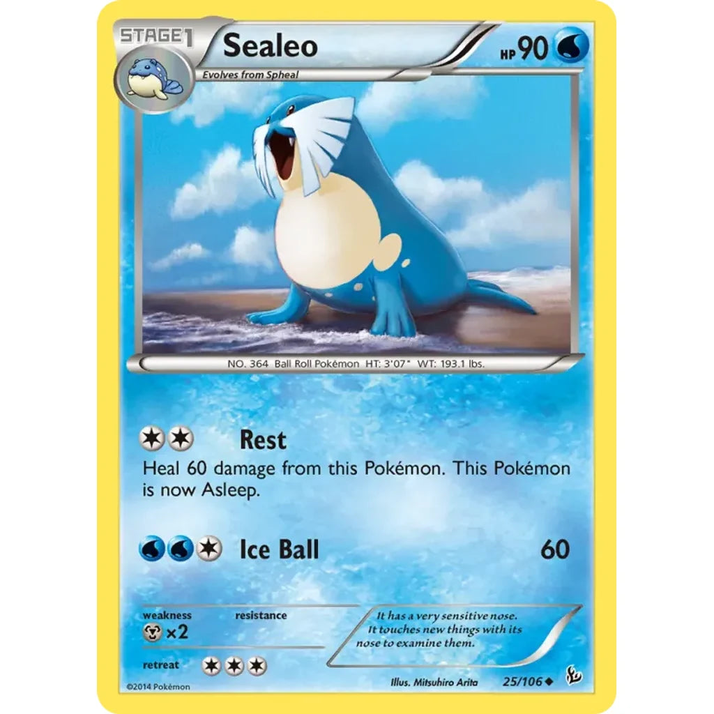 Sealeo 25/106 Uncommon Flashfire Pokemon Lightly Played (LP) przód