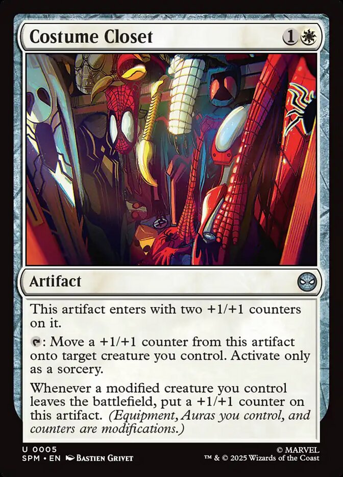 Costume Closet 5 Uncommon Marvel's Spider-Man Magic: The Gathering Near Mint (NM) przód