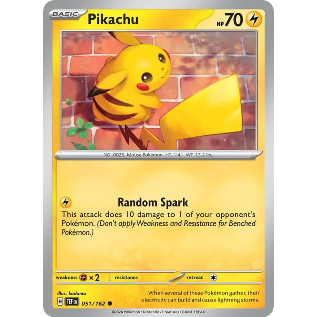 Pikachu 051/162 Common Temporal Forces Pokemon Near Mint (NM) przód