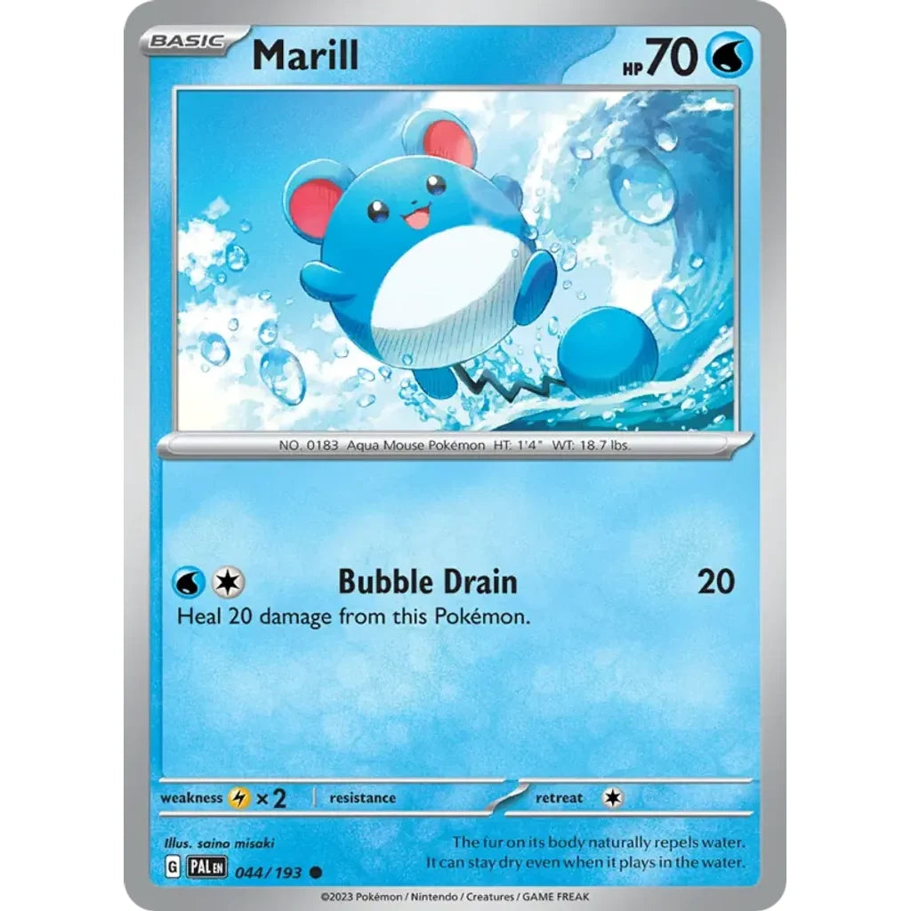 Marill 044/193 Common Paldea Evolved Pokemon Reverse Holo Lightly Played (LP) przód