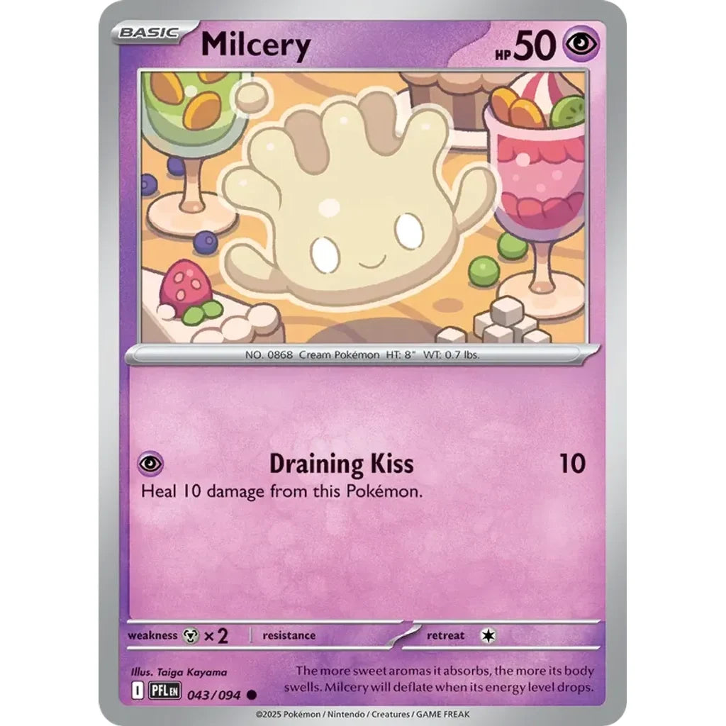 Milcery 043/094 Common Phantasmal Flames Pokemon Near Mint (NM) przód