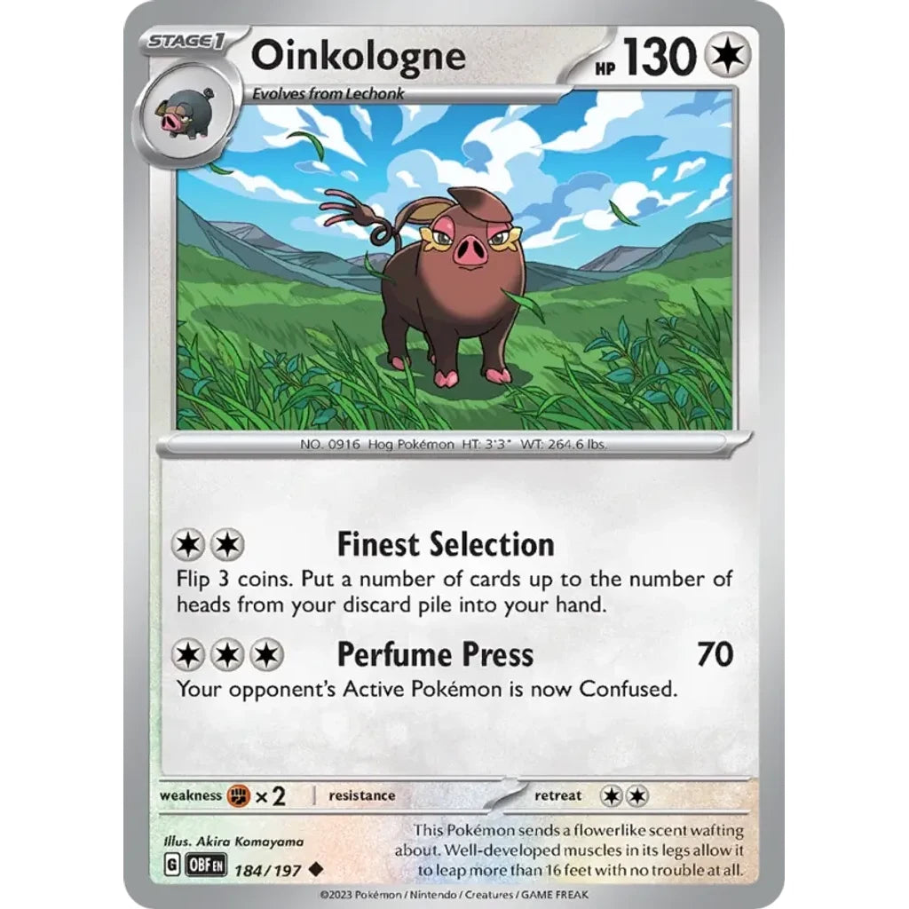 Oinkologne 184/197 Uncommon Obsidian Flames Pokemon Lightly Played (LP) przód