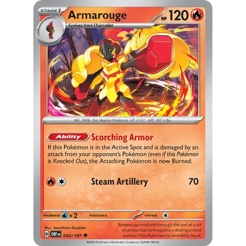 Armarouge 044/197 Uncommon Obsidian Flames Pokemon Lightly Played (LP) przód