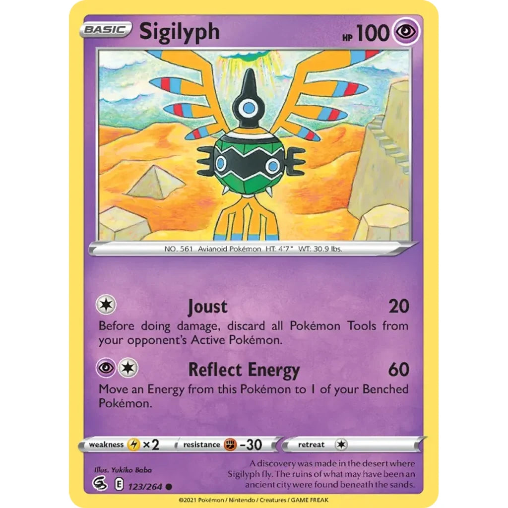 Sigilyph 123/264 Common Fusion Strike Pokemon Near Mint (NM) przód