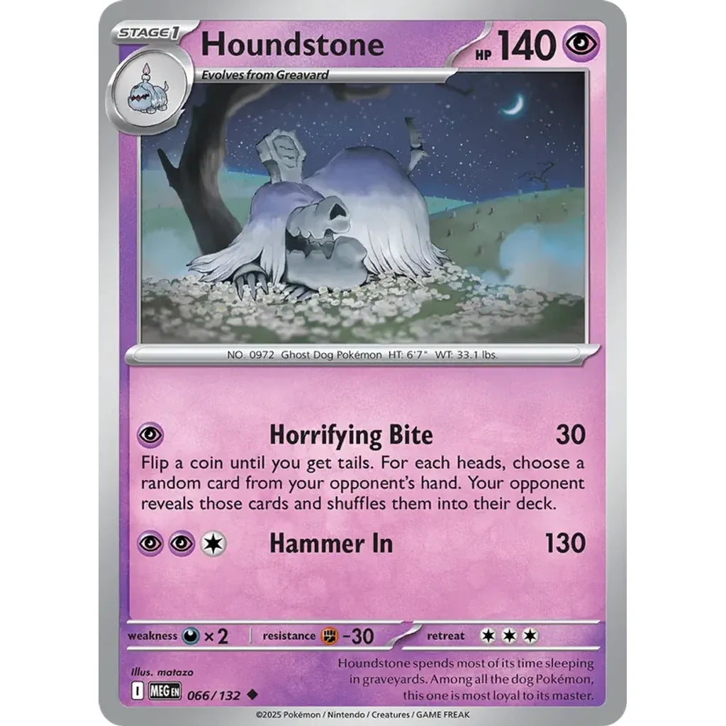 Houndstone 066/132 Uncommon Mega Evolution Pokemon Near Mint (NM) przód