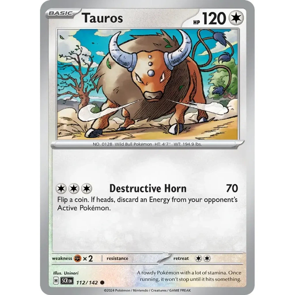 Tauros 112/142 Common Stellar Crown Pokemon Lightly Played (LP) przód