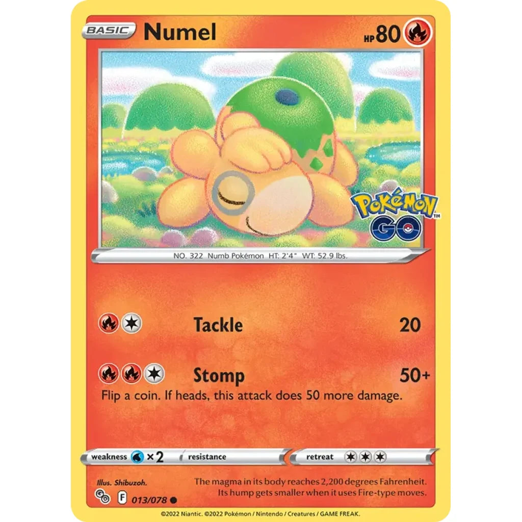 Numel 013/078 Common Pokemon GO Pokemon Reverse Holo Near Mint (NM) przód