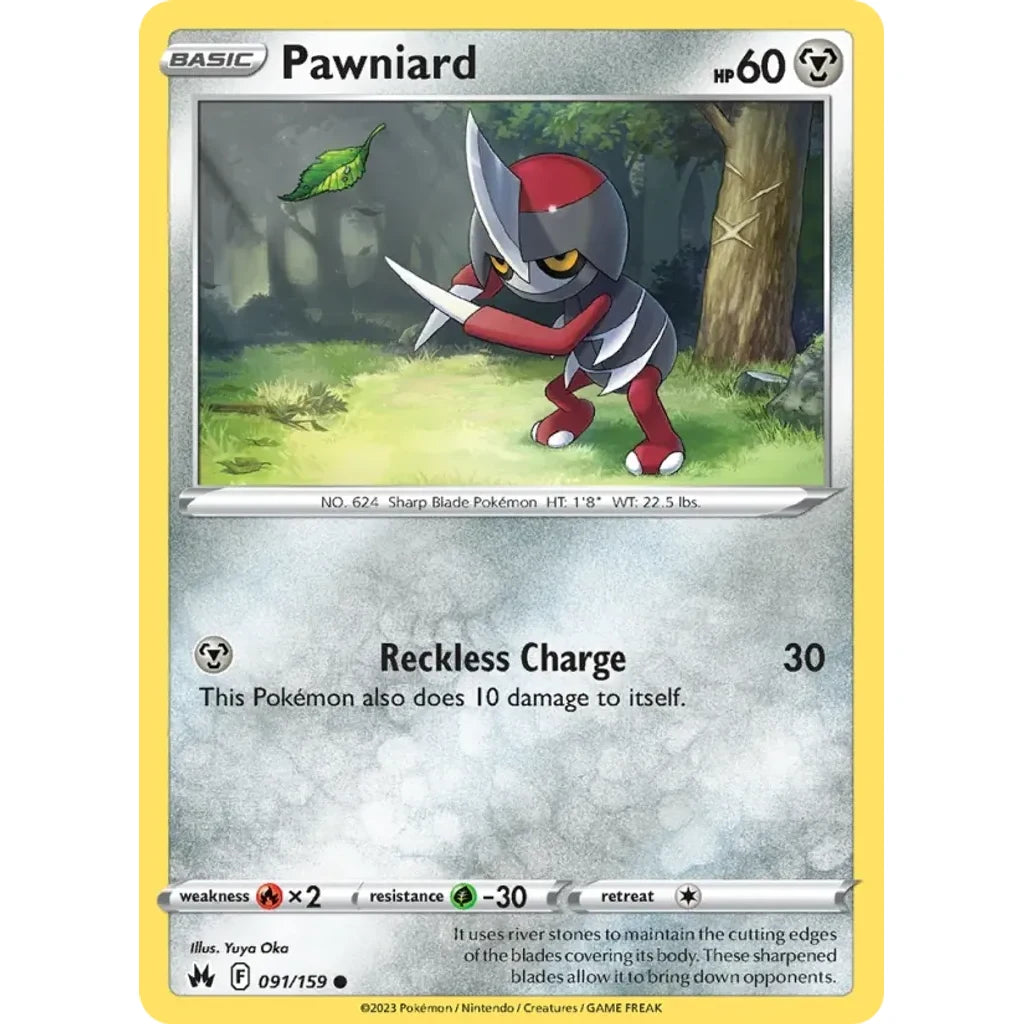 Pawniard 091/159 Common Crown Zenith Pokemon Lightly Played (LP) przód