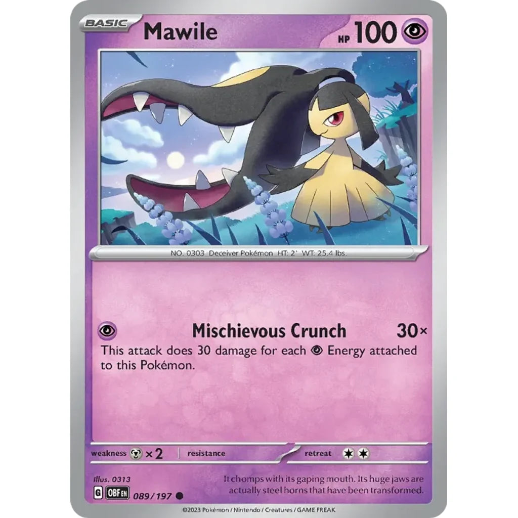 Mawile 089/197 Common Obsidian Flames Pokemon Lightly Played (LP) przód