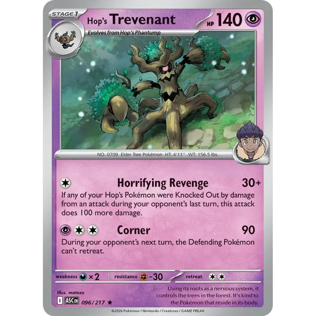 Hop's Trevenant 096/217 Rare ME: Ascended Heroes Pokemon Holo Near Mint (NM) przód