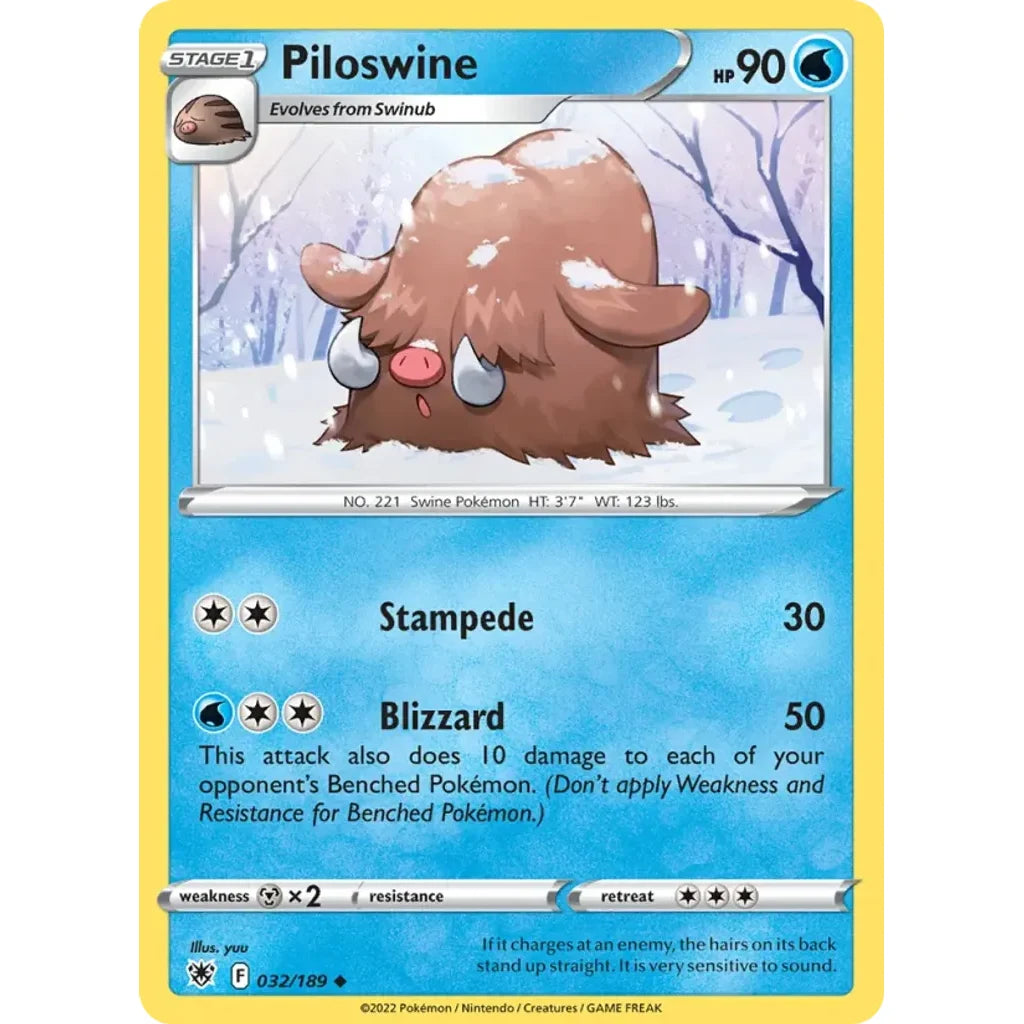 Piloswine 032/189 Uncommon Astral Radiance Pokemon Near Mint (NM) przód
