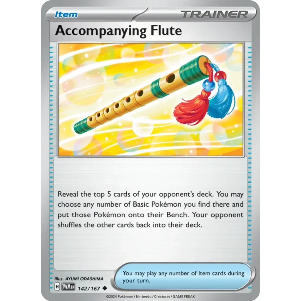 Accompanying Flute 142/167 Uncommon Twilight Masquerade Pokemon Near Mint (NM) przód