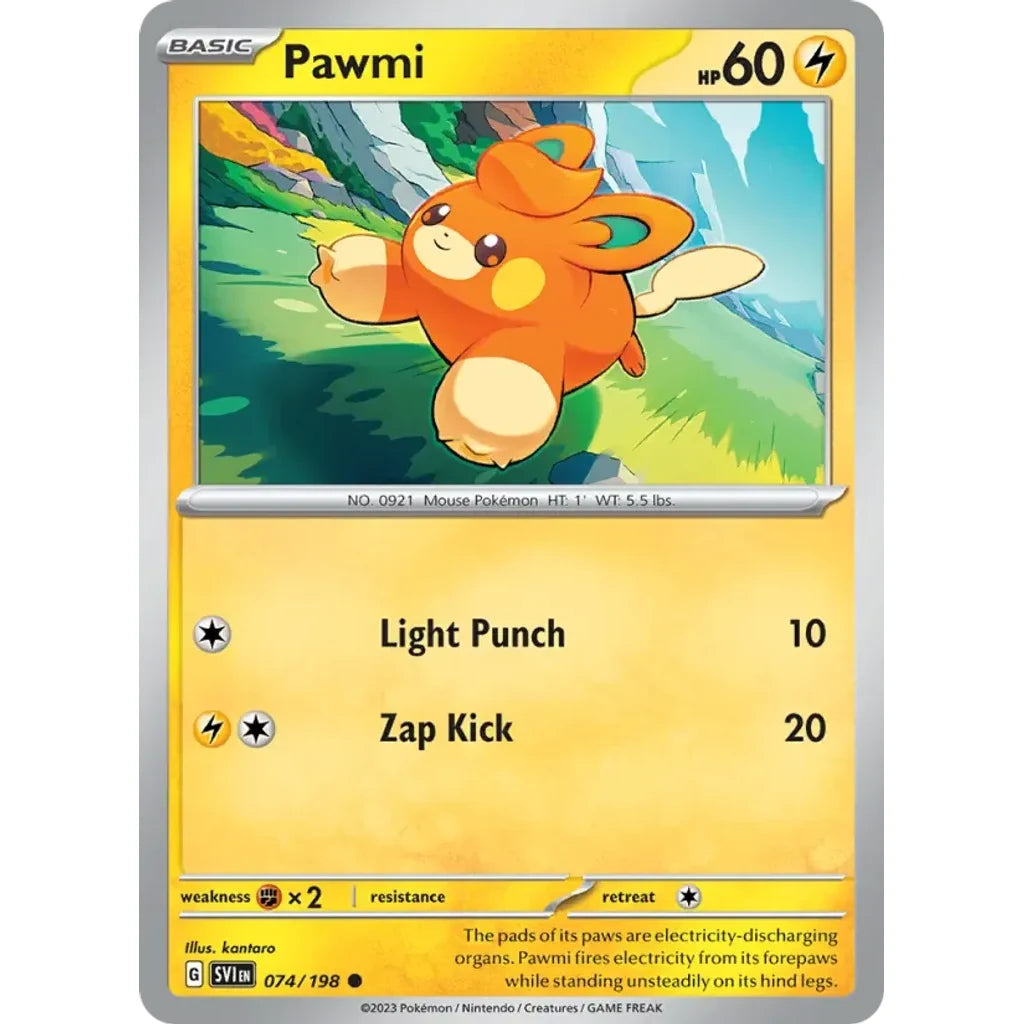 Pawmi 074/198 Common Scarlet &amp; Violet Pokemon Lightly Played (LP) przód