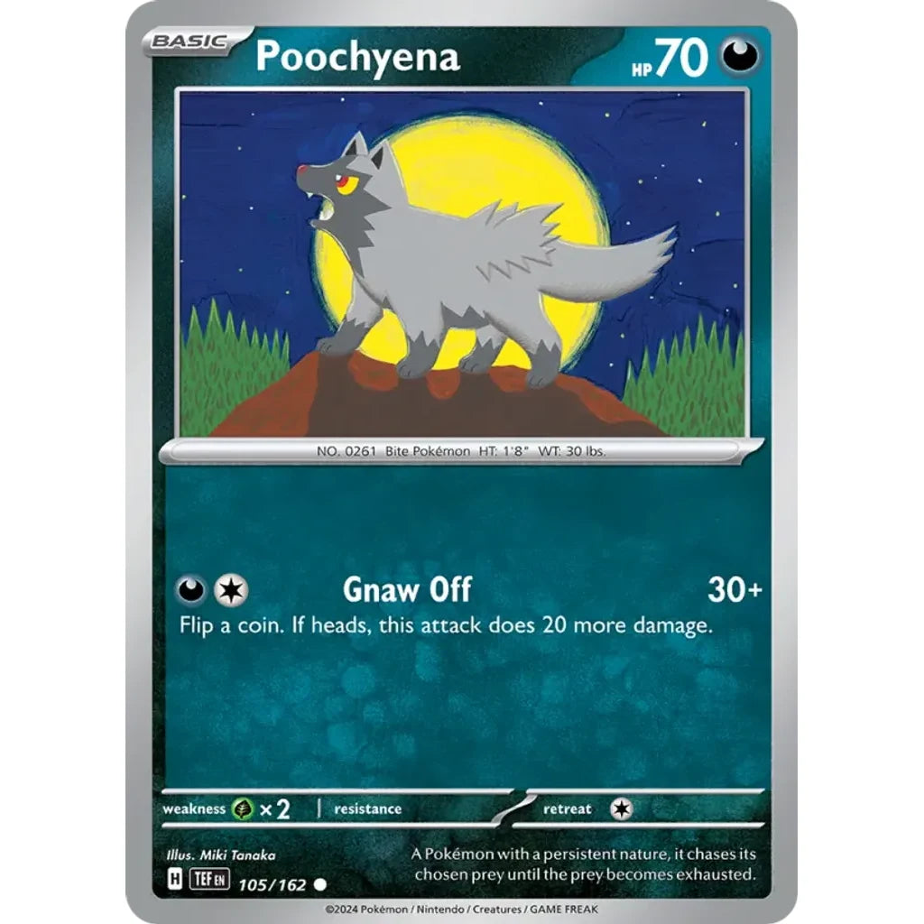 Poochyena 105/162 Common Temporal Forces Pokemon Near Mint (NM) przód