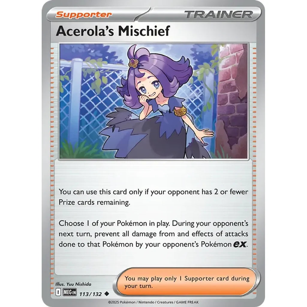 Acerola's Mischief 113/132 Uncommon Mega Evolution Pokemon Near Mint (NM) przód