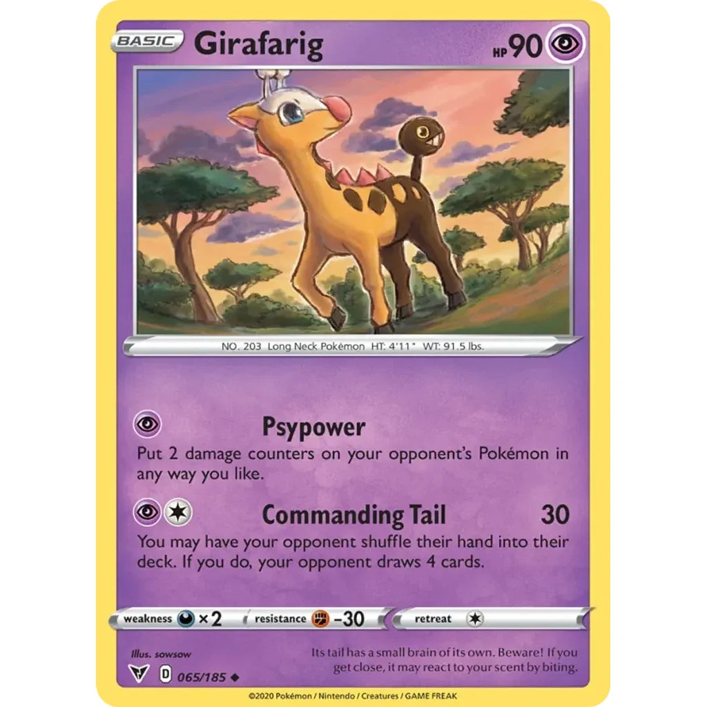 Girafarig 065/185 Uncommon Vivid Voltage Pokemon Near Mint (NM) przód