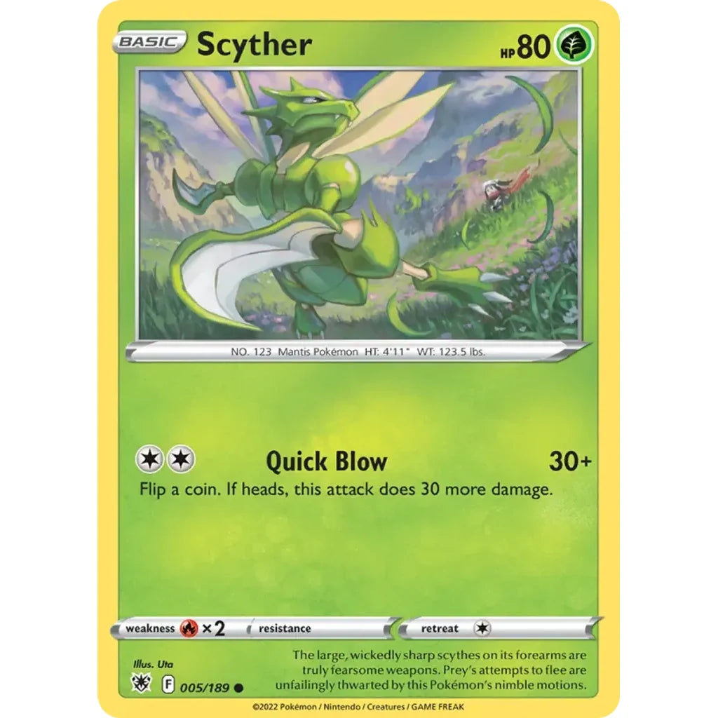 Scyther 005/189 Common Astral Radiance Pokemon Lightly Played (LP) przód