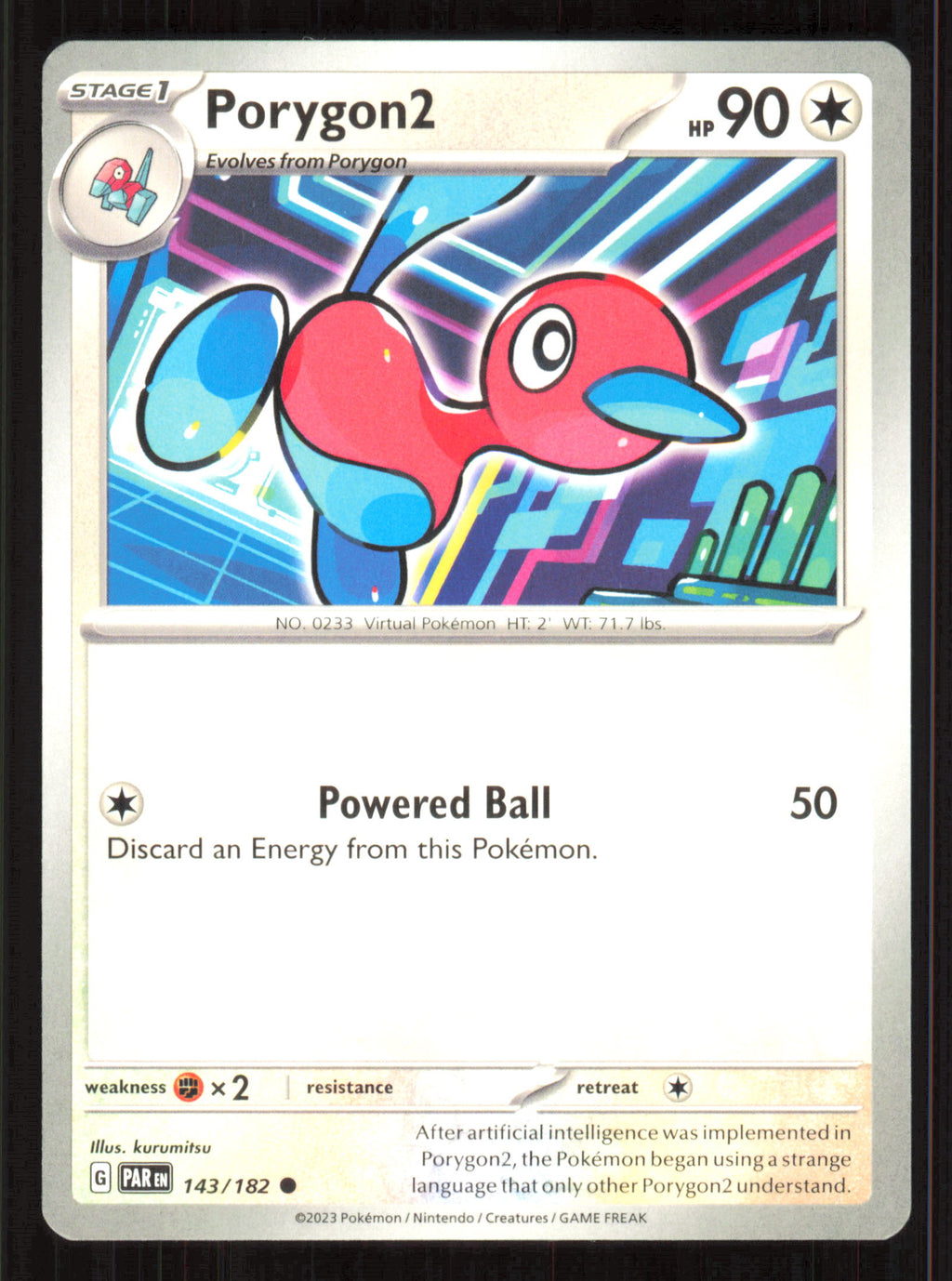 Porygon2 Common SV04: Paradox Rift 143/182 Near Mint (NM) — przód