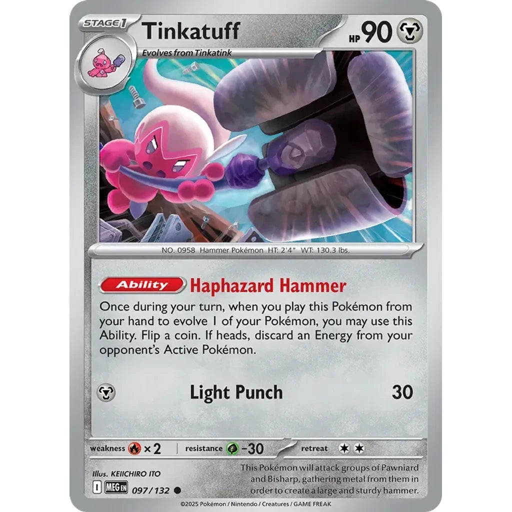 Tinkatuff 097/132 Common Mega Evolution Pokemon Near Mint (NM) przód
