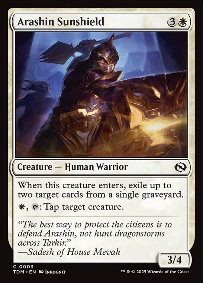 Arashin Sunshield 3 Common Tarkir: Dragonstorm Magic: The Gathering Near Mint (NM) przód